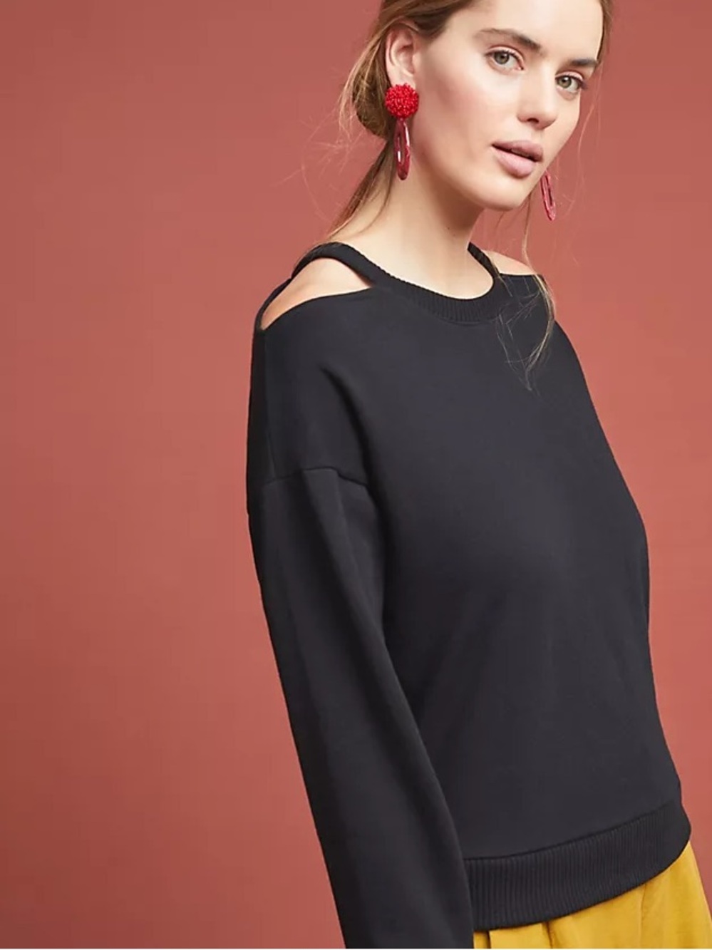 Anthropologie MAEVE Open Shoulder French Terry Sweatshirt Size M